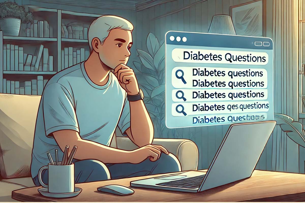 Person using laptop searching for diabetes questions online